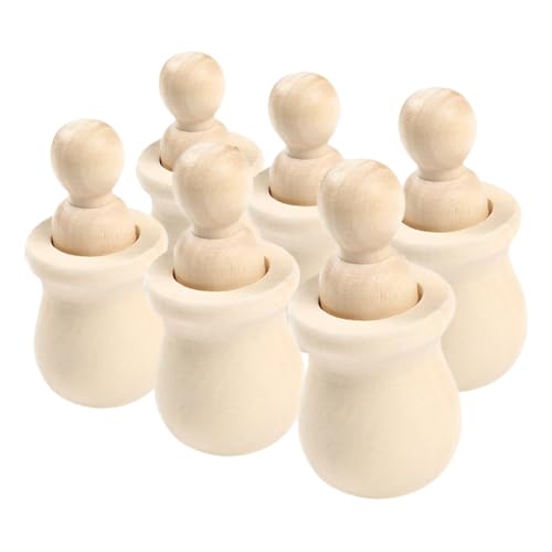 Toyvian 5 Sätze Bemalte Holzfigur Peg-puppen- Leute Pfeifen Blanko-puppenkörper Zum Basteln Bemalte Holzpuppen Unvollendete Peg-puppen Puppenhausmenschen Für 6 Stück * 5 von Toyvian