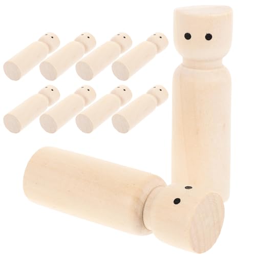 Toyvian 5 Sätze Bemalte Holzpuppe Puppenteile Puppenhaus Heringe Holzfiguren Für Malerei Unvollendete Holzpuppen Diy-graffiti-puppen- Holzhandwerk Selber Machen 10 Stück * 5 von Toyvian