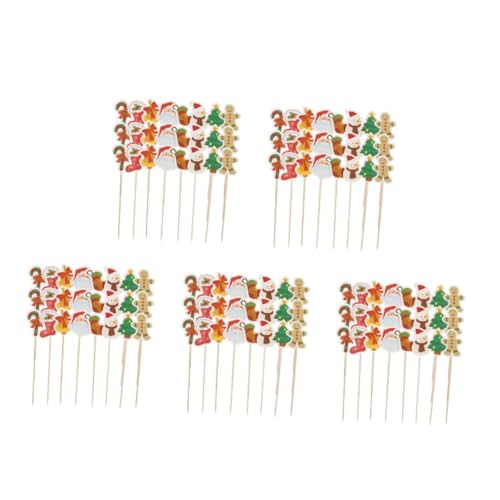 Toyvian 5 Sätze Weihnachtsgeschirr Partydekorationen Cupcake-topper Dekorationen Für Geburtstagsfeiern Obstpflücker Aus Holz Kreative Snacksticks Fruchtstäbchen Papier 24 Stück * 5 von Toyvian