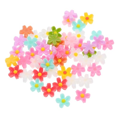 Toyvian 50 Stück fünfblättrige Blumenornamente Mini-Blumencharms Mini Blumen Anhänger Damen Accessoires Mini Blumen Ohrstecker Blumenanhänger große Blumenohrringe Blumen Nagel Charms Harz von Toyvian