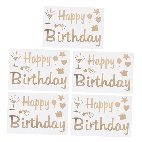 Toyvian 5Pcs Alles zum Geburtstag Aufkleber wandsticker tapetenablöser Gold Sticker Alles zum Geburtstag Kulissenabziehbilder Aufkleber für Geburtstagsfeiern Plastik Golden von Toyvian