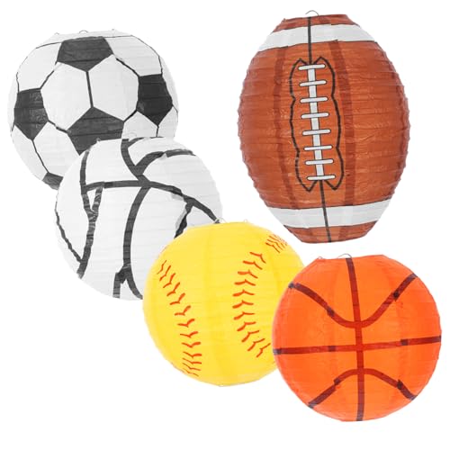 Toyvian 5Pcs Basketball Fußball Laternen Anhänger Hängende Basketball Lantern Dekoration Fußball Sport Thema Hängende Laternen Basketball Dekorationen Laternen Spielszene von Toyvian