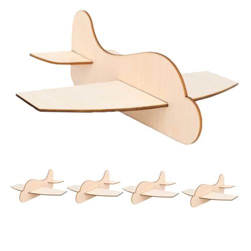 Toyvian 5St DIY Flugzeug-Ornament Doppeldecker Modellflugzeug Atemwege sterben Ebene holzbausatz Holzflugzeug Holzflieger DIY Malerei Flugzeug Basteln mit Flugzeugen für Linde Beige von Toyvian