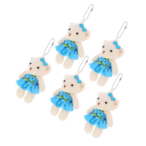 Toyvian 5St Hochzeitspuppe Schlüsselanhänger-Anhänger Tragbarer Bärenanhänger kleine Bären aufhängen Bärenanhänger Spielzeug Ausgestopfte Bärenfiguren Bärenpuppe mini Stoff Blue von Toyvian