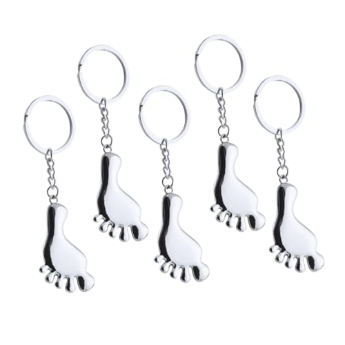 Toyvian 5St Schlüsselanhänger mit kleinen Füßen schlüsselanhanger schlüsselhalter schlüsselring Fußabdruck-Schlüsselanhänger Schlüsselanhänger aus Zinklegierung Schlüsselbund Silver von Toyvian