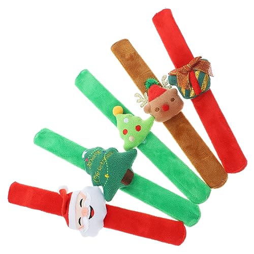 Toyvian 5St Weihnachtsmützen weihnachtsmotiv weihnachtsoblaten weihnachtsteller Weihnachtskorbfüller als Urlaubsklatscharmbänder Schlagringe Cartoon-Schnapparmbänder Plüsch von Toyvian