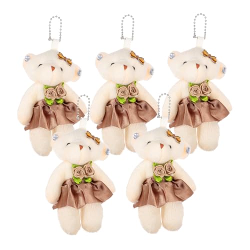 Toyvian 5st Hochzeitspuppe Kleine Bärenpuppen Spielzeug Tragen Bärenpuppe Mini Kleines Bärenspielzeug Bär Puppe Spielzeug Multifunktionaler Bärenanhänger Mini-bären-dekor Light Brown Stoff von Toyvian