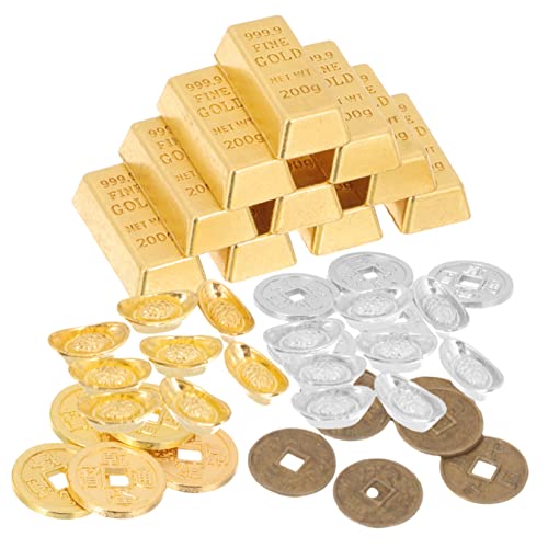 Toyvian 60st Präsentation Der Dekoration Barrendekore Dekorative Wohnaccessoires Goldene Barrendekoration Goldene Barrenverzierung Goldener Barren Barren-Desktop-Ornamente Bastelset Papier von Toyvian