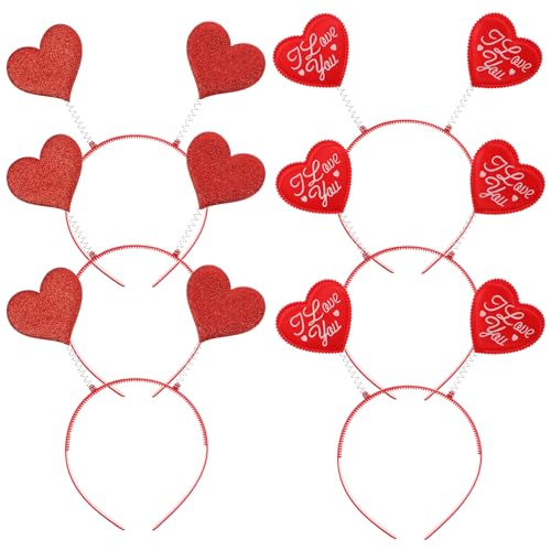 Toyvian 6St liebe stirnband stirnband Haar Stirnband valentinstag zubehör Herz-Kopfschmuck geschenkideen valentinstag roter haarschmuck Valentinstag Kostümzubehör Herz-Stirnbänder Plastik von Toyvian