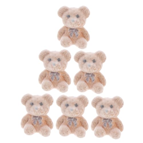 Toyvian 6st Mini-bärpuppe Kuchen Topper Plüschbären Süße Tortenaufleger Dekorative Bären Plüschfiguren Für Partyfeiern Partygeschenke Minibären Masse Kleine Bären Light Brown PVC von Toyvian