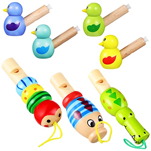 Toyvian 7Pcs Hölzerne Pfeifen Für Kinder Cartoon Tierpfeife Vogelpfeife Noisemaker Musikinstrument Bildungsspielzeug Für Kindergeburtstagsfeier (Zufällige Farbe) von Toyvian