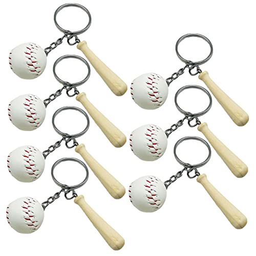 Toyvian 7St Baseball-Schlüsselanhänger Dekorativer Schlüsselanhänger Bulk-Baseballs Mini teamgeister tuchent Schlüsselringe Sport-Souvenirs exquisiter Softball-Schlüsselanhänger Holz Weiß von Toyvian