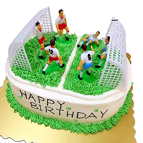 Toyvian 8 Stücke Fußball Team Kuchen Topper Cupcake Picks Deko Kuchendeko für Kinder Junge Geburtstag Party (6 Fußball Spieler + 2 Fußballtor von Toyvian