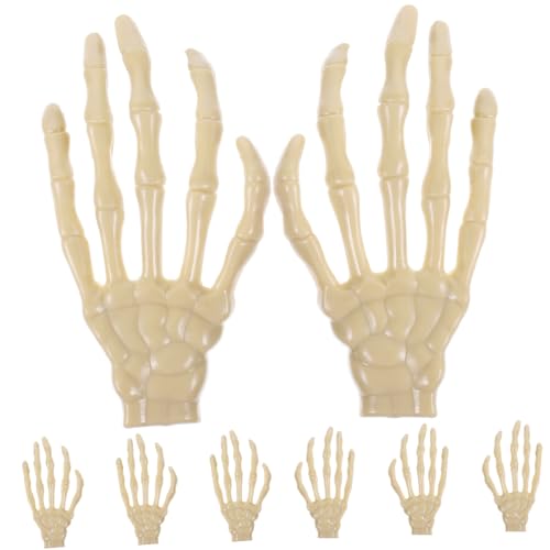 Toyvian 8St Skeletthand Skelett-Handdekor Kostüm Handskelettmodell realistische Skeletthände Halloween Theme Halloween wanddeko Halloween-Requisite Halloween-Skeletthände Plastik Beige von Toyvian