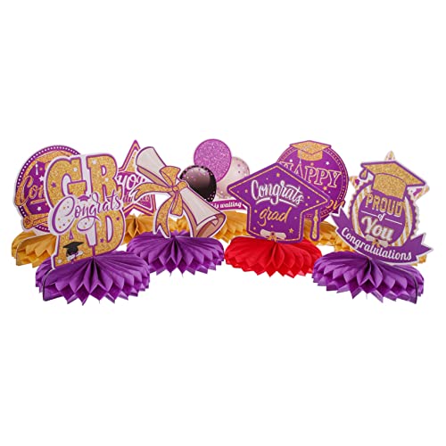 Toyvian 9St Abschluss-Waben-Ornament Fiesta Wabendekoration Abschlussfeier Ballongirlande Grad-Banner abschluss Party partydekoration Grad-Party-Ornament Abschlusstabelle Papier Violett von Toyvian