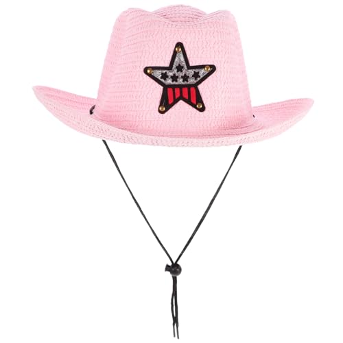 Toyvian Cowboyhut Für Kinder Sommerhut Aus Stroh Tea-party-hüte Strohhut Strandhut Sonnenhut Hut Mit Breiter Krempe Strohhüte Für Kinder Dekorativer Hut Hüte Für Draußen Gewebter Hut Rosa von Toyvian