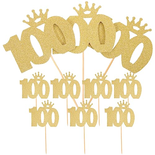 Toyvian Geburtstag Tortendeko 100 Days Kuchen Topper Gold Glitter Hundred Days Tortendeko Jungen Mädchen Baby 100 Tage Partykuchendekoration Party Jahrestag Feier Lieferungen von Toyvian