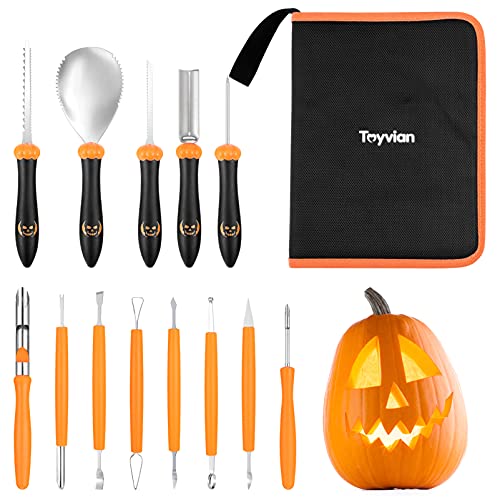 Toyvian Halloween Kürbis Carving Werkzeuge Kit- 13Pcs Edelstahl Carving Liefert Werkzeug Kit- Halloween Dekoration Jack- O- Laternen für Kinder Erwachsene von Toyvian