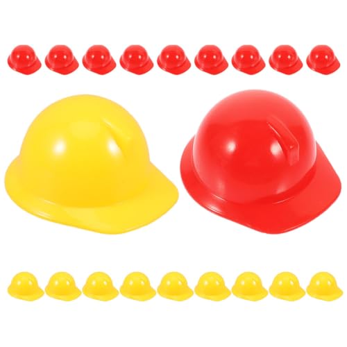 Toyvian Mini-Helm Puppenhut-Set 20 Stück Miniatur-bauhelme Gelb/rot Für Kinder- von Toyvian