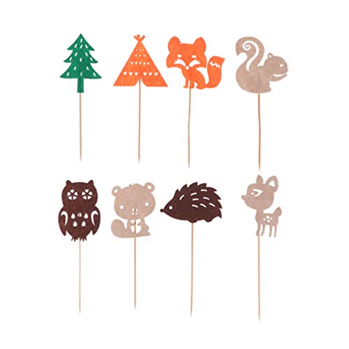 Toyvian 48 Stücke Cupcake Topper Tortendeko Kindergeburtstag Cupcake Dekorationen für Woodland Thema Geburtstag Baby Shower Party Supplies von Toyvian