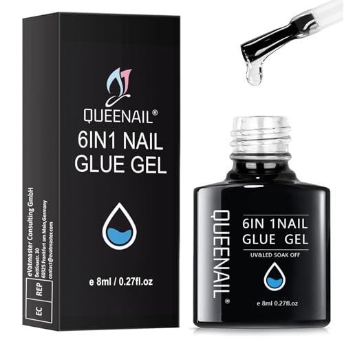 8 ml Kleber für künstliche Nägel, 6 in 1, langer Halt, extra stark, mit Pinsel, Nagelkleber, Pinsel, Kapseln, Nagelkleber, künstliche Nägel, super stark, für Acrylspitzen und zum Reparieren von Nägeln von Tpubmity