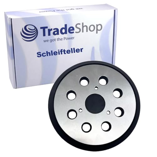 Trade-Shop Schleifteller Haftteller 125mm mit Metall-Rückseite kompatibel mit DeWalt DW426/K D26453/K D26451, Kompatibel mit Hitachi SV13YA SV13YB Exzenterschleifer von Trade-Shop