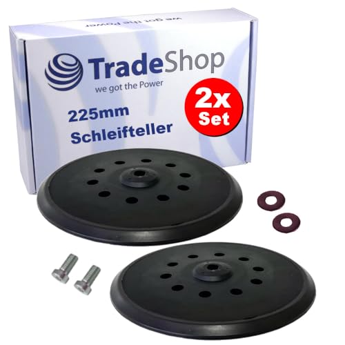 2x Trade-Shop 225mm 10-Loch Klett Schleifteller/Stützteller/Haftteller hart kompatibel mit FLEX Giraffe WST 700, WSE 500, WSE 7 Trockenbauschleifer von Trade-Shop