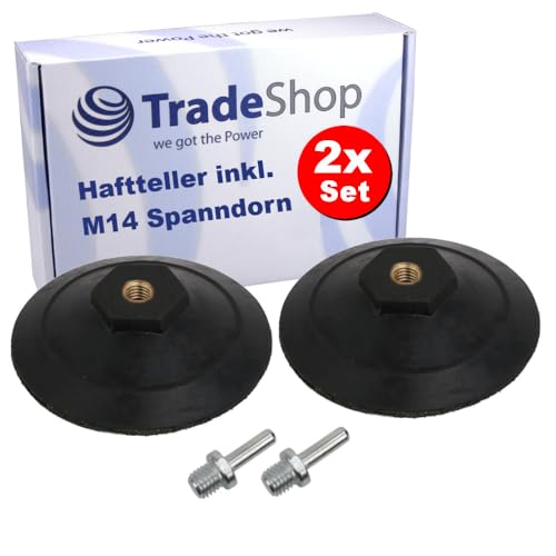 2x Trade-Shop Klett Aufnahmeteller Schleifteller Stützteller Polierteller inkl. M14 Spanndorn Adapter für Winkelschleifer Poliermaschinen/Ø 100mm von Trade-Shop