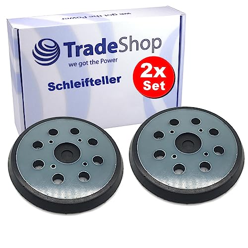 2x Trade-Shop Klett Schleifteller/Stützteller/Haftteller/Polierteller 125mm 8 Löcher Ersatz für Einhell AEG Milwaukee Exzenterschleifer von Trade-Shop