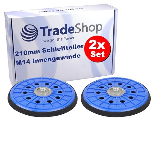 2x Trade-Shop Ø210mm 10-Loch Klett Schleifteller/Haftteller kompatibel mit Builder BDPG600 BDPG680 BDPG680-1 BDPD68, DEMA 600 W, Menzer LHS 225 von Trade-Shop