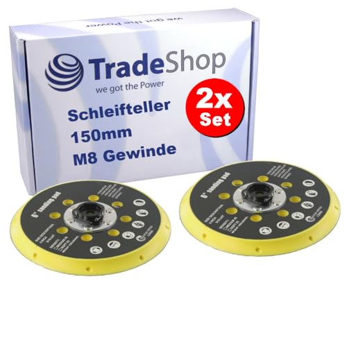 2x Trade-Shop Schleifteller Haftteller 150mm kompatibel mit Makita BO6030 BO6040, kompatibel mit Festool RO1 ET2 ES150 ETS150 von Trade-Shop