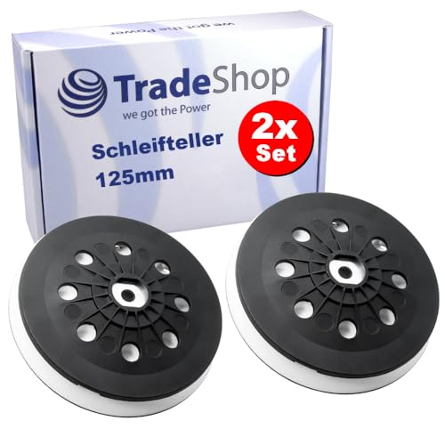 2x Trade-Shop Schleifteller Stützteller 125mm kompatibel mit Festool ETS EC 125, LEX 125 Exzenterschleifer ersetzt ST-STF-LEX 125/90/8-M8 W-HT, 492286 von Trade-Shop