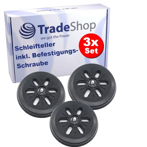 3x Trade-Shop 6-Loch Klett Schleifteller Stützteller Haftteller Ø150mm inkl. M8 Schraube kompatibel mit Bosch GEX 150 AC, PEX 420 AE Exzenterschleifer von Trade-Shop