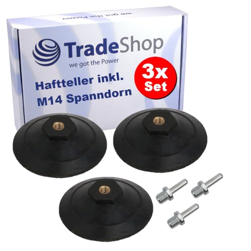 3x Trade-Shop Klett Aufnahmeteller Schleifteller Stützteller Polierteller inkl. M14 Spanndorn Adapter für Winkelschleifer Poliermaschinen/Ø 100mm von Trade-Shop