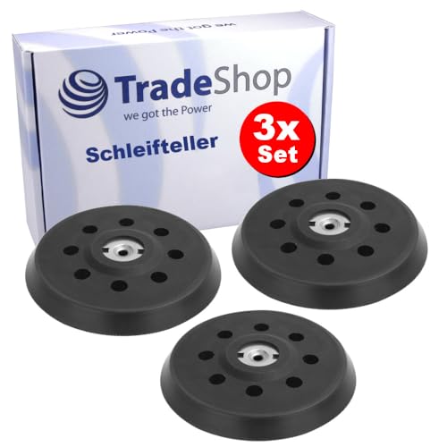 3x Trade-Shop Klett Schleifteller/Stützteller/Haftteller 125mm kompatibel mit Metabo SXE 325 Intec, SXE 425, SXE 425 TurboTec Exzenterschleifer von Trade-Shop