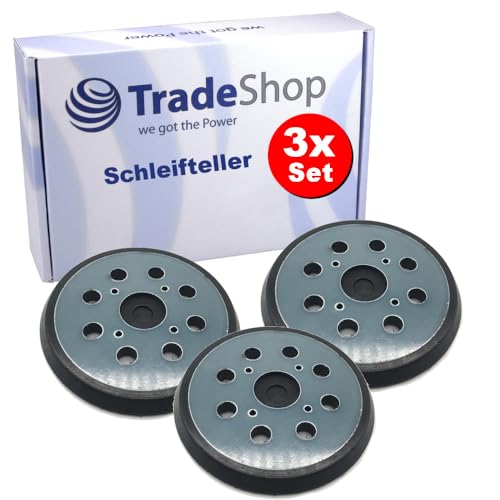 3x Trade-Shop Klett Schleifteller/Stützteller/Haftteller für AEG EX 125 E EX 125 ES Milwaukee ROS 125 E Exzenterschleifer / 125mm Durchmesser von Trade-Shop