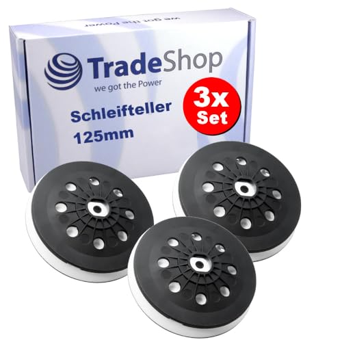 3x Trade-Shop Schleifteller Stützteller 125mm kompatibel mit Festool ETS EC 125, LEX 125 Exzenterschleifer ersetzt ST-STF-LEX 125/90/8-M8 W-HT, 492286 von Trade-Shop