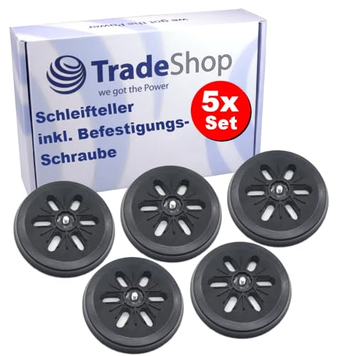 5x Trade-Shop 6-Loch Klett Schleifteller Stützteller Haftteller Ø150mm inkl. M8 Schraube kompatibel mit Bosch GEX 150 AC, PEX 420 AE Exzenterschleifer von Trade-Shop