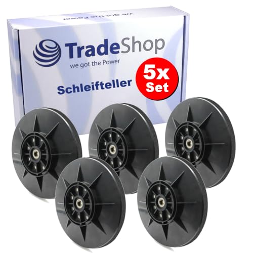 5x Trade-Shop Klett 8-Loch Schleifteller/Haftteller/Stützteller Ø225mm kompatibel mit Einhell TC-DW 225, TE-DW 225 Trockenbauschleifer von Trade-Shop