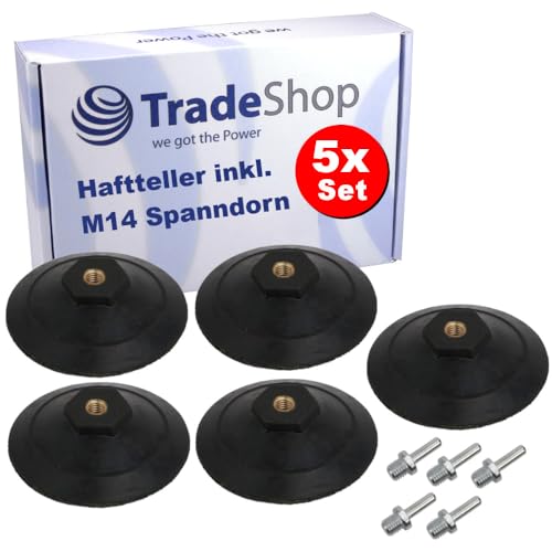 5x Trade-Shop Klett Aufnahmeteller Schleifteller Stützteller Polierteller inkl. M14 Spanndorn Adapter für Winkelschleifer Poliermaschinen/Ø 100mm von Trade-Shop