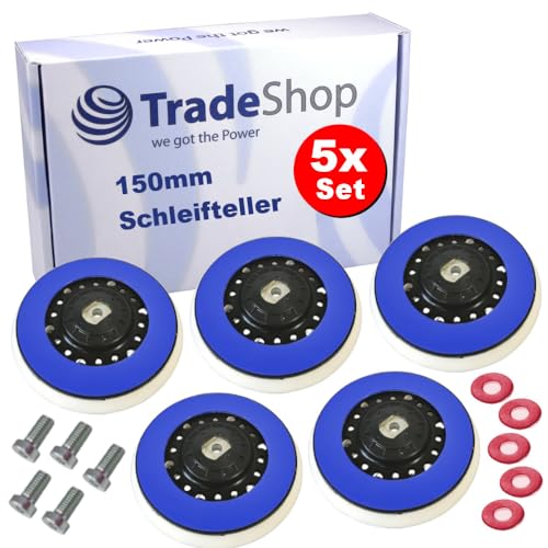 5x Trade-Shop Klett Polierteller/Schleifteller/Stützteller kompatibel mit Rupes LHR21, LHR21E, LHR21ES, LHR21 Mark II, LHR21 Mark III Poliermaschine von Trade-Shop