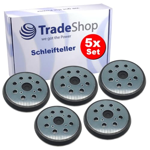 5x Trade-Shop Klett Schleifteller/Stützteller/Haftteller für AEG EX 125 E EX 125 ES Milwaukee ROS 125 E Exzenterschleifer / 125mm Durchmesser von Trade-Shop