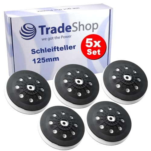 5x Trade-Shop Schleifteller Stützteller 125mm kompatibel mit Festool ETS EC 125, LEX 125 Exzenterschleifer ersetzt ST-STF-LEX 125/90/8-M8 W-HT, 492286 von Trade-Shop