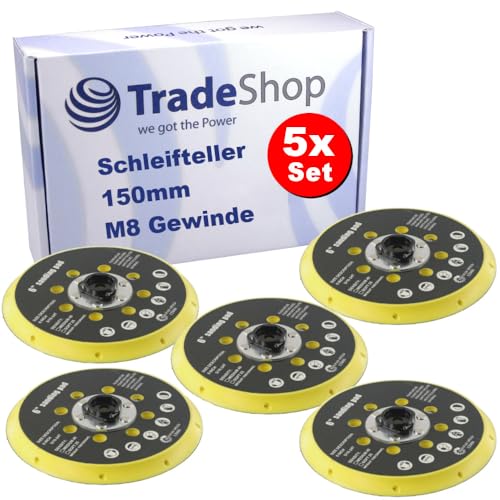 5x Trade-Shop Schleifteller Stützteller 150mm kompatibel mit Makita BO6030 BO6040, kompatibel mit Festool RO1 ET2 ES150 ETS150 Exzenterschleifer von Trade-Shop