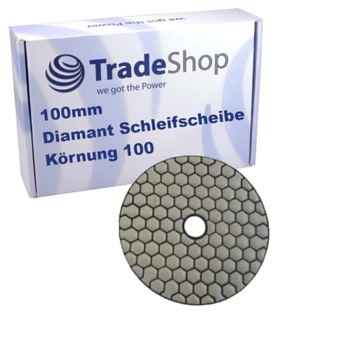 Trade-Shop 100mm M14 Trocken Diamant Schleifscheibe/Polierscheibe/Polierpad für Klett Schleifteller Winkelschleifer Schleifmaschine/Körnung 100 von Trade-Shop