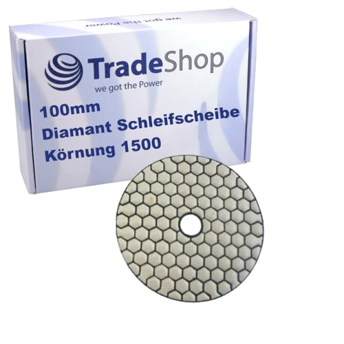 Trade-Shop 100mm M14 Trocken Diamant Schleifscheibe/Polierscheibe/Polierpad für Klett Schleifteller Winkelschleifer Schleifmaschine/Körnung 1500 von Trade-Shop