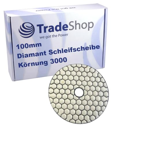 Trade-Shop 100mm M14 Trocken Diamant Schleifscheibe/Polierscheibe/Polierpad für Klett Schleifteller Winkelschleifer Schleifmaschine/Körnung 3000 von Trade-Shop