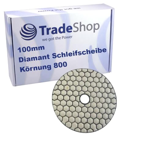 Trade-Shop 100mm M14 Trocken Diamant Schleifscheibe/Polierscheibe/Polierpad für Klett Schleifteller Winkelschleifer Schleifmaschine/Körnung 800 von Trade-Shop