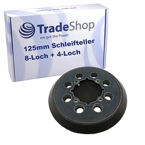 Trade-Shop 8-Loch + 4-Loch Klett Schleifteller Stützteller Haftteller Ø125mm kompatibel mit Dewalt DWE6421 DWE6421K DWE6423 Exzenterschleifer von Trade-Shop