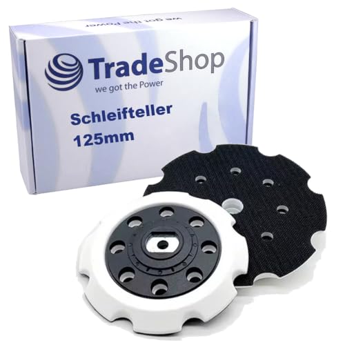 Trade-Shop 8-Loch 125mm Klett Haftteller Schleifteller kompatibel mit Makita PO5000C, PO6000C, DPO500Z, DPO600Z, DPO600TKX1 Exzenterpolierer von Trade-Shop